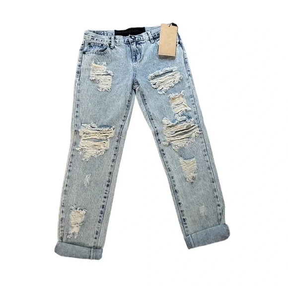 NWT One Teaspoon Spaceboy Awesome Baggies Distressed Light Wash Jeans Size 26 - Picture 1 of 12